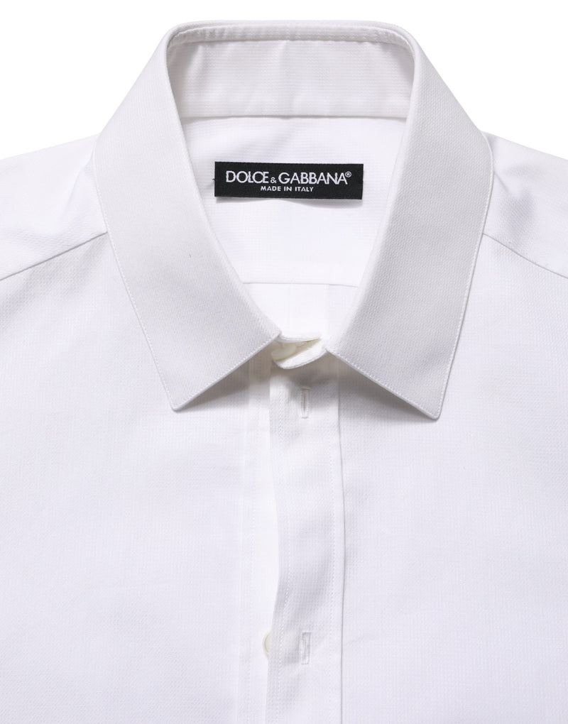 Dolce & Gabbana Wit Katoenen overhemd met korte mouwen en knoopsluiting