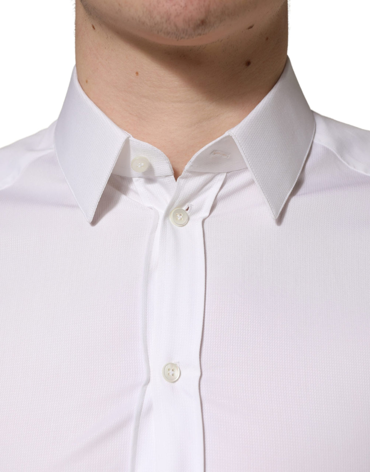Chemise boutonnée à manches courtes en coton blanc Dolce & Gabbana