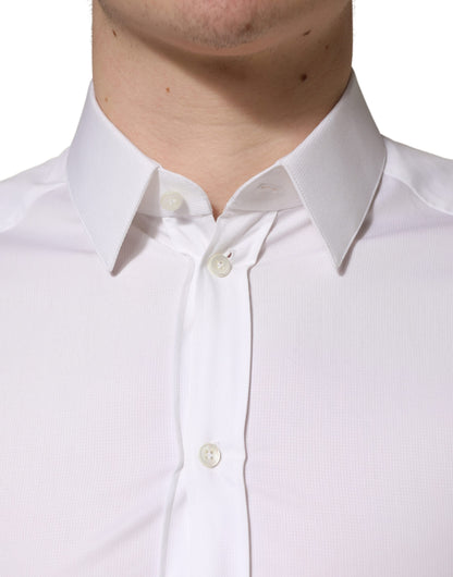 Chemise boutonnée à manches courtes en coton blanc Dolce & Gabbana