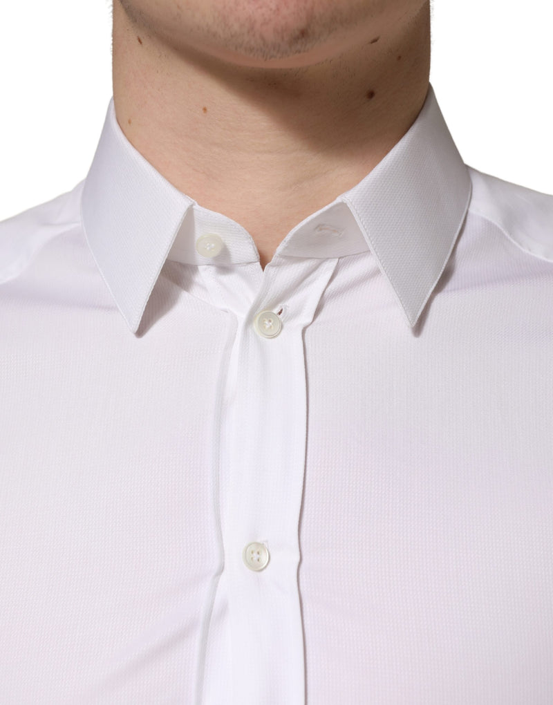 Dolce & Gabbana Wit Katoenen overhemd met korte mouwen en knoopsluiting