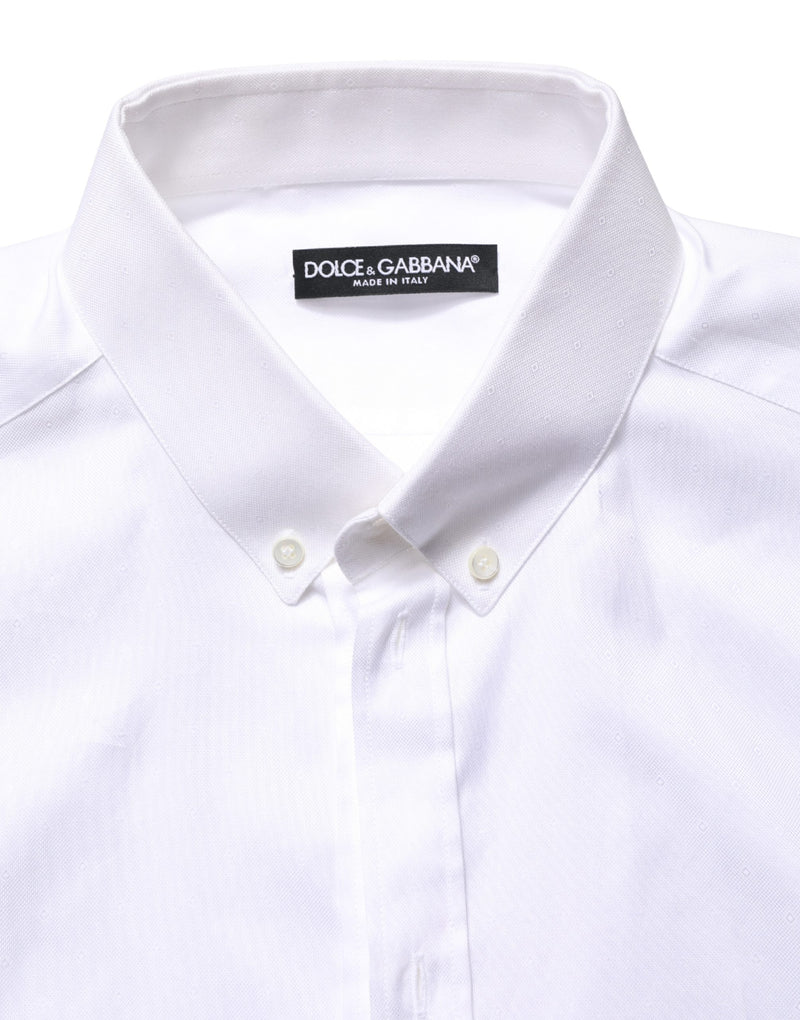 Dolce & Gabbana Wit Katoenen overhemd met korte mouwen en knoopsluiting