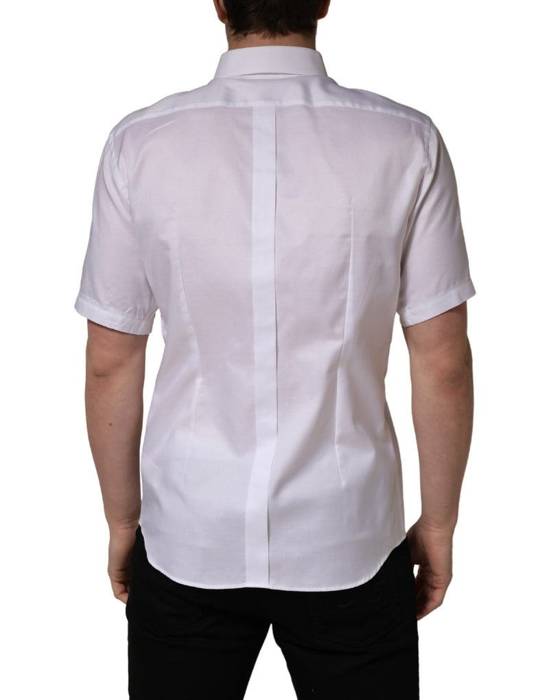Dolce & Gabbana Wit Katoenen overhemd met korte mouwen en knoopsluiting