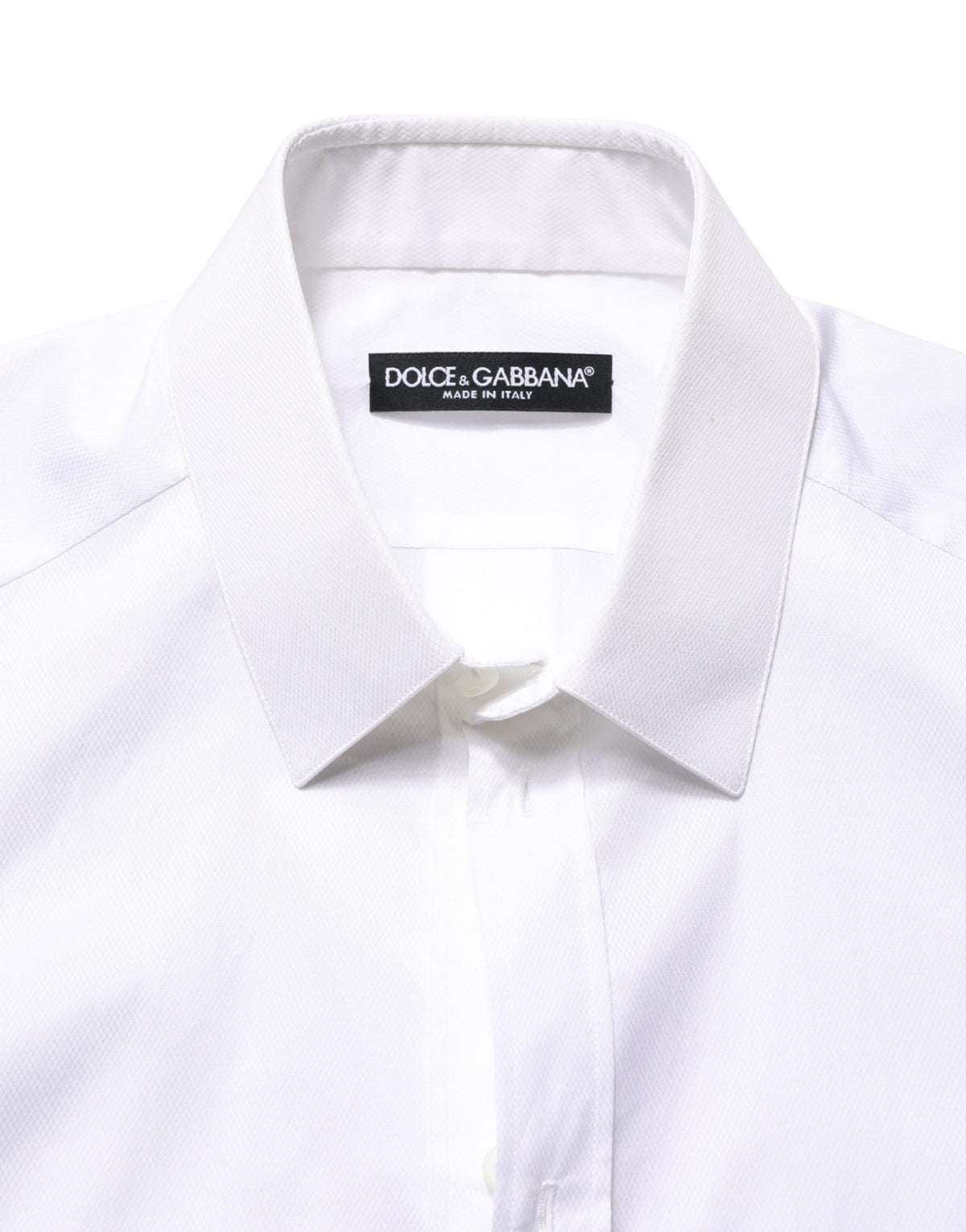 Chemise boutonnée à manches courtes en coton blanc Dolce & Gabbana