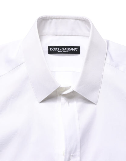 Chemise boutonnée à manches courtes en coton blanc Dolce & Gabbana