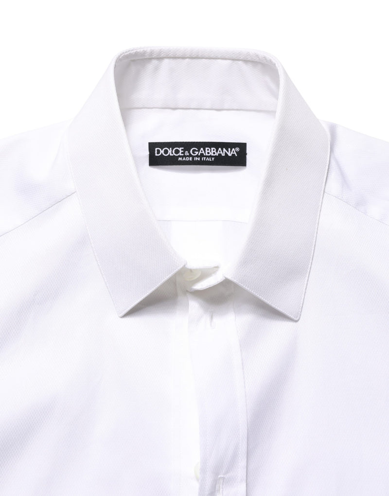 Dolce & Gabbana Wit Katoenen overhemd met korte mouwen en knoopsluiting