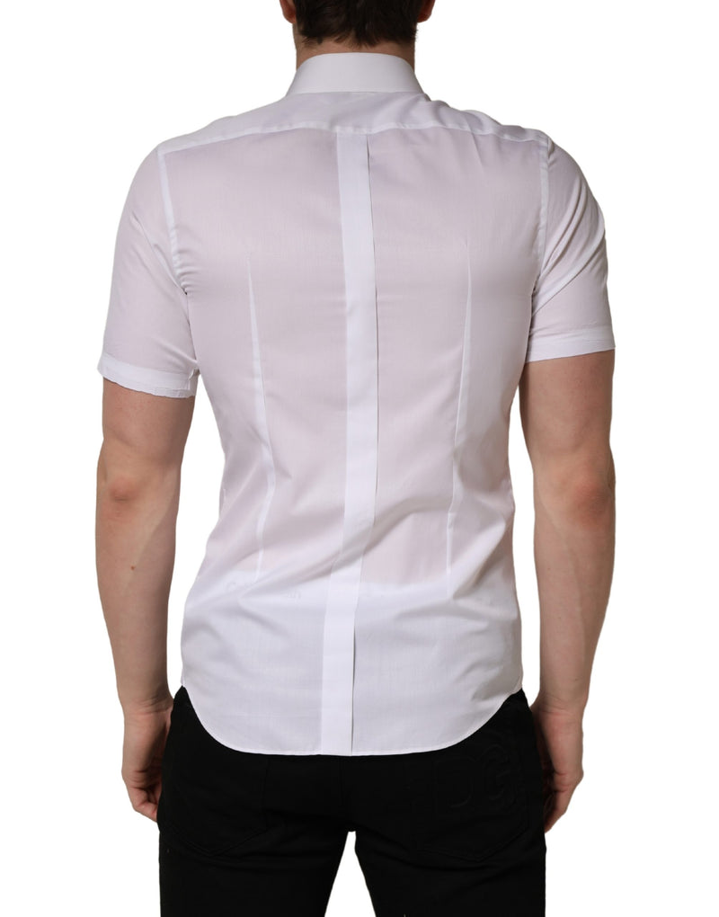 Dolce & Gabbana Wit Katoenen overhemd met korte mouwen en knoopsluiting