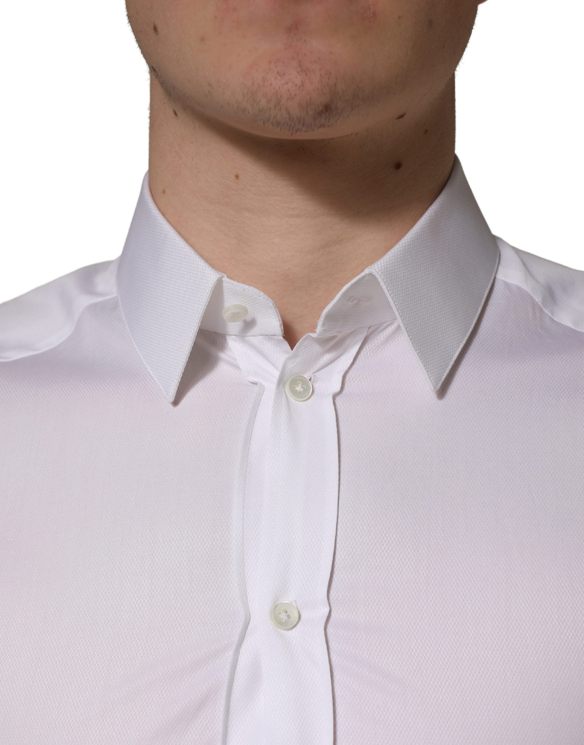 Chemise boutonnée à manches courtes en coton blanc Dolce & Gabbana