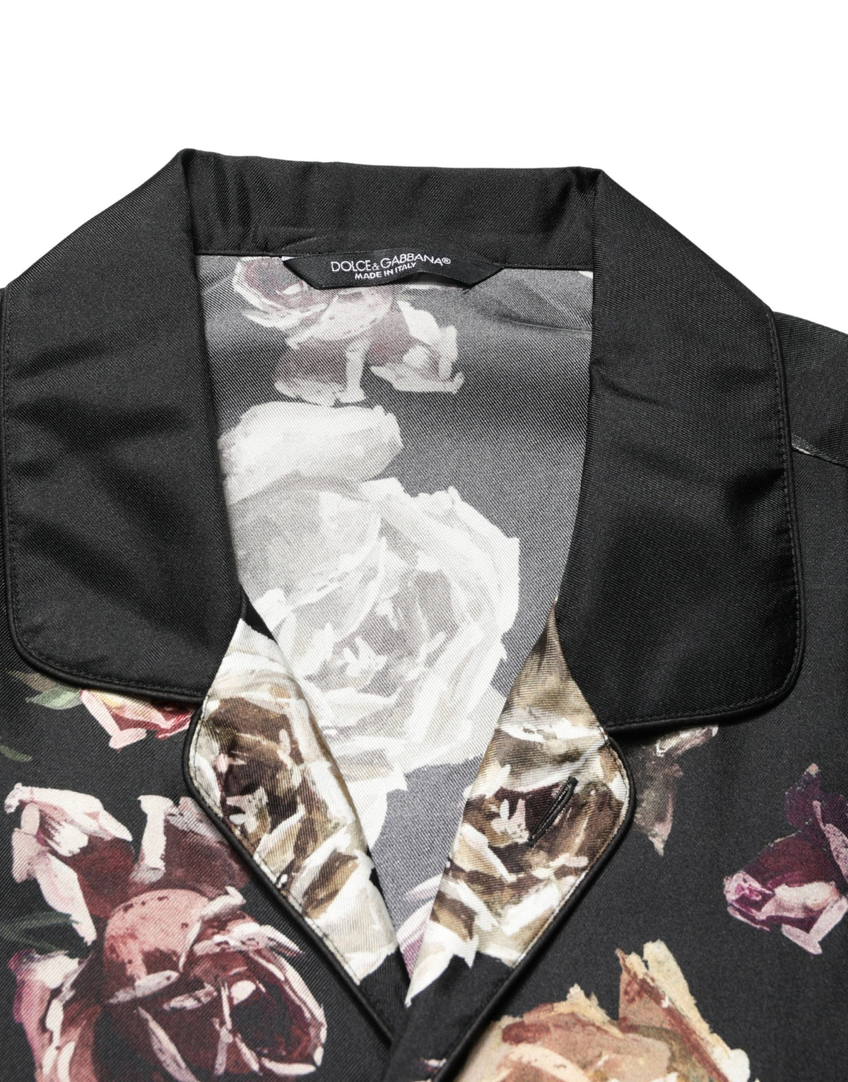 Chemise décontractée à manches longues à imprimé floral noir Dolce & Gabbana
