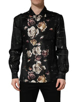 Chemise décontractée à manches longues à imprimé floral noir Dolce & Gabbana