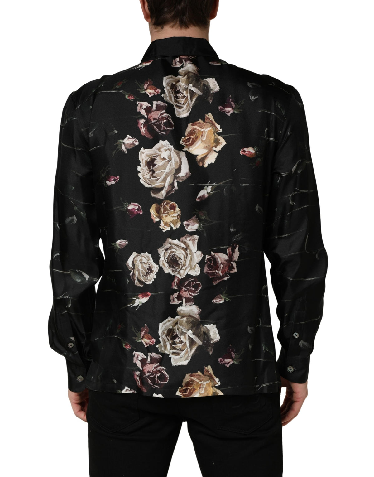 Chemise décontractée à manches longues à imprimé floral noir Dolce & Gabbana