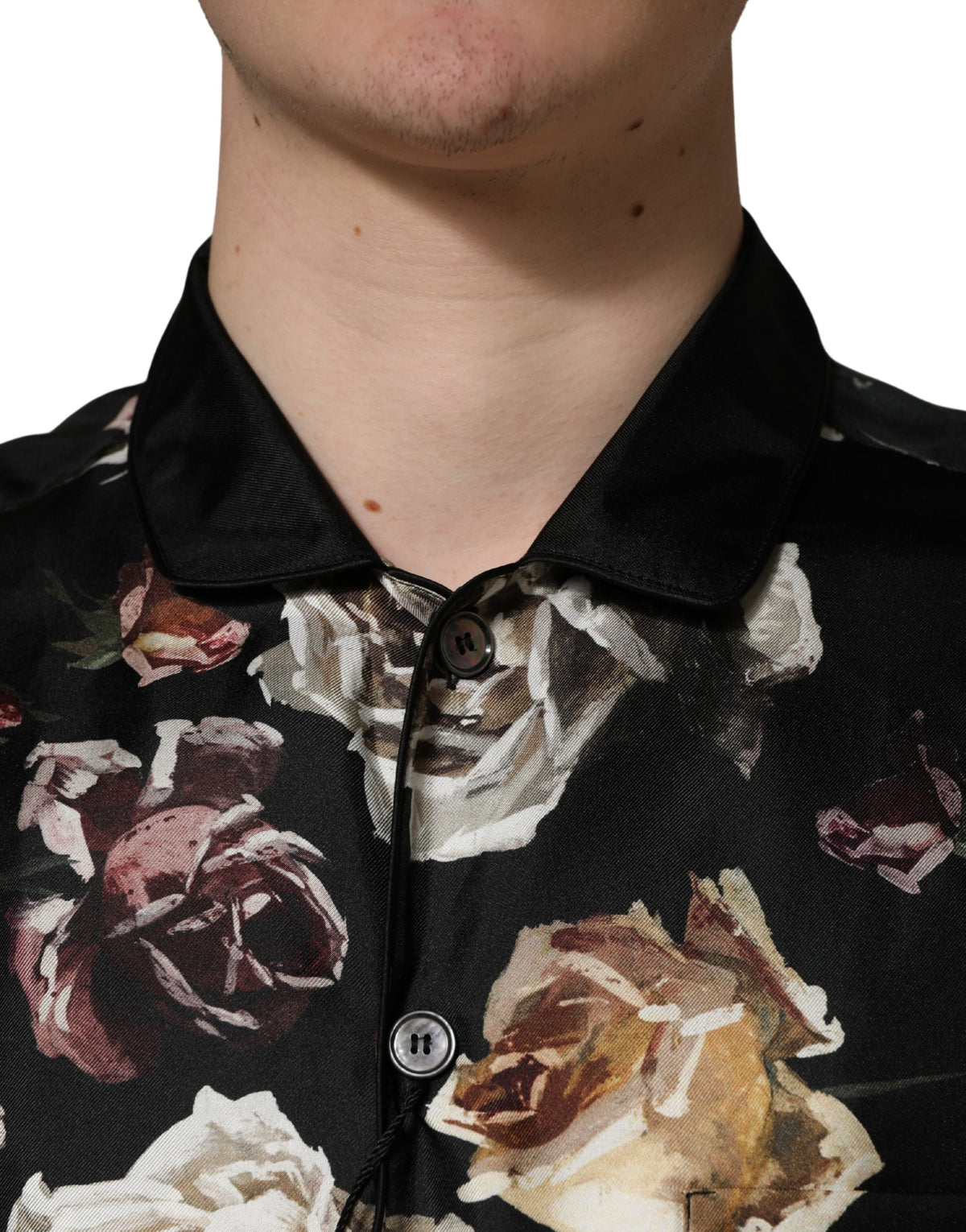 Chemise décontractée à manches longues à imprimé floral noir Dolce & Gabbana