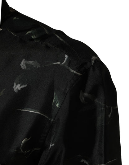 Chemise décontractée à manches longues à imprimé floral noir Dolce & Gabbana