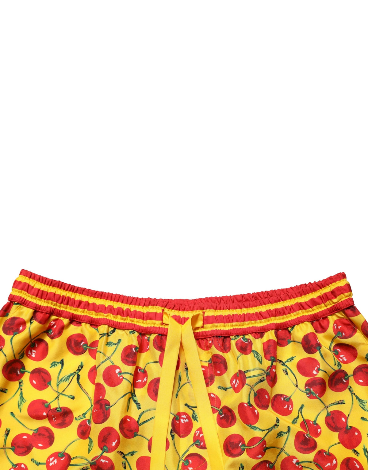 Short en soie Dolce & Gabbana à imprimé cerises jaune et rouge
