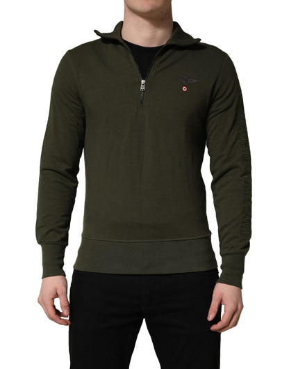 Aeronautica Militare Military Green Half Zip Sweatshirt