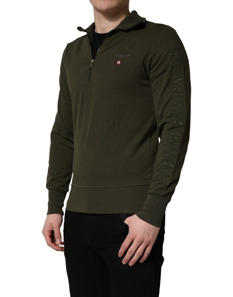 Aeronautica Militare Military Green Half Zip Sweatshirt