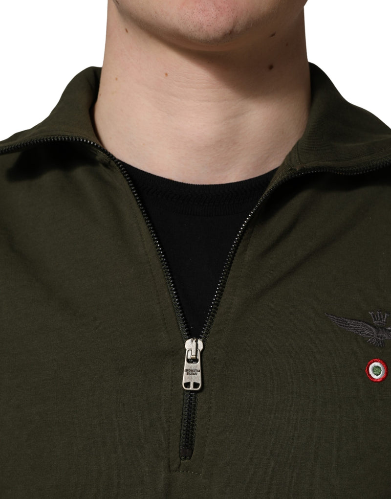 Aeronautica Militare Military Green Half Zip Sweatshirt
