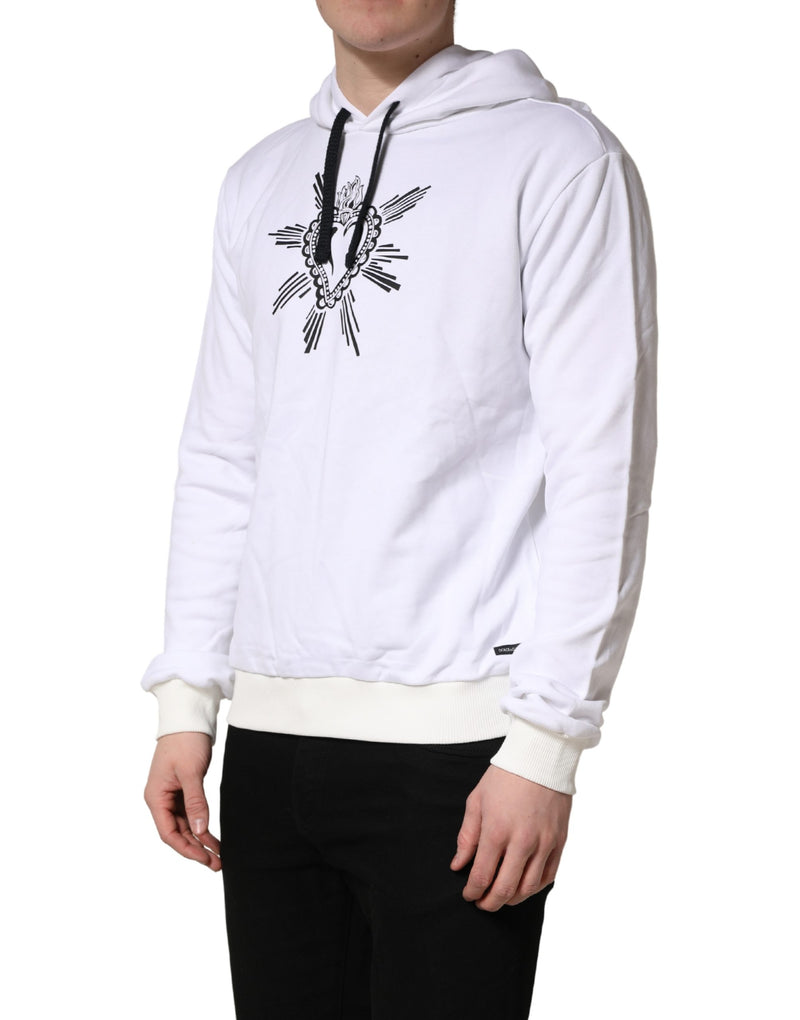 Dolce & Gabbana White Sacred Heart Hooded Sweatshirt Sweater