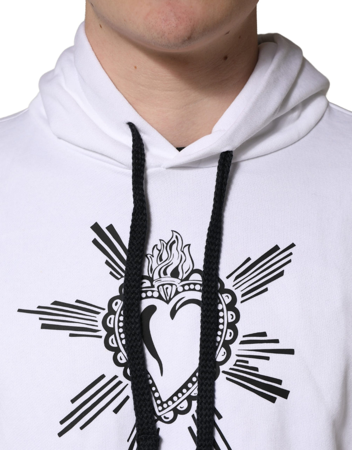 Sweat à capuche blanc à motif Sacré-Cœur de Dolce &amp; Gabbana