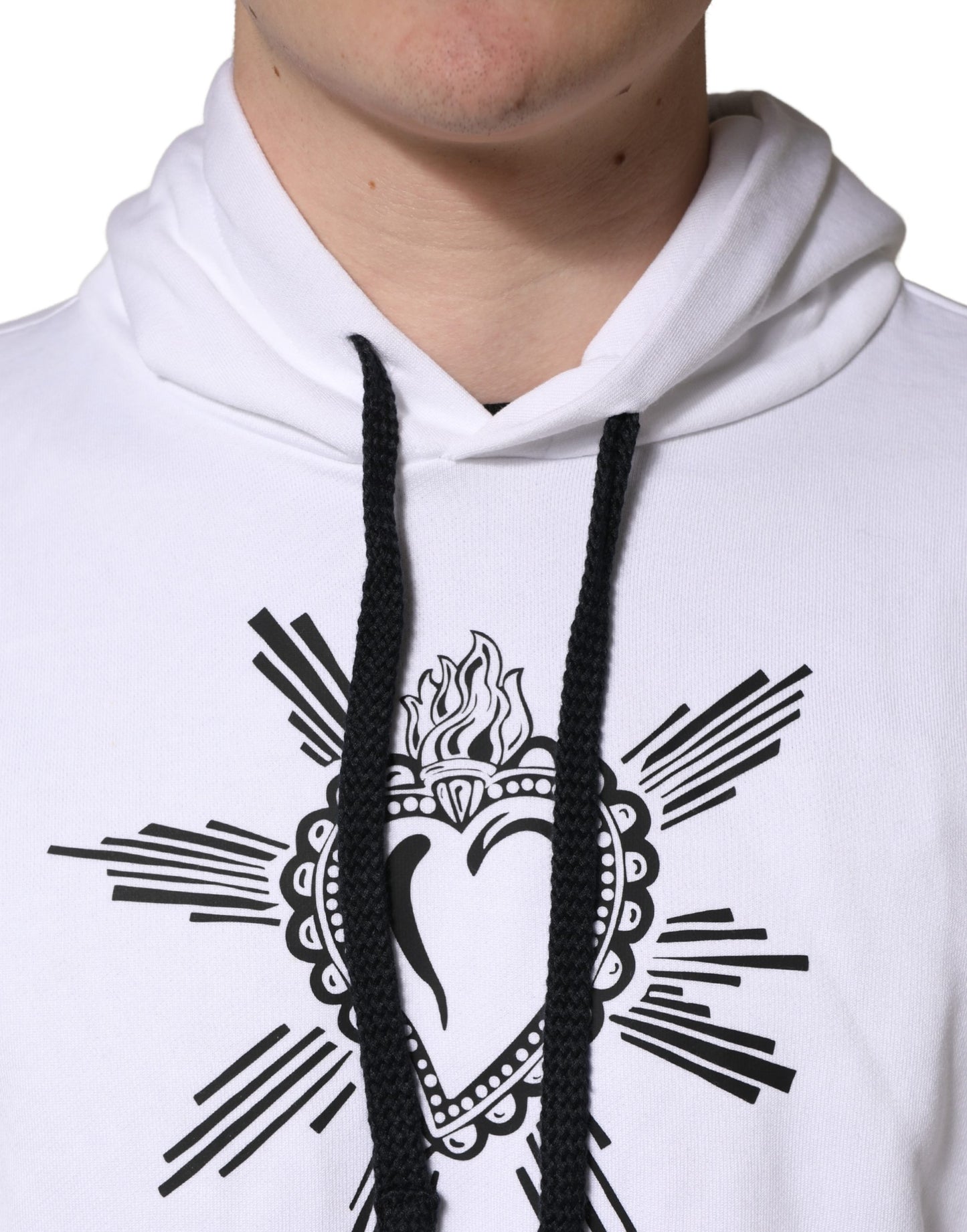 Dolce &amp; Gabbana wit sweatshirt met capuchon en het symbool van het Heilig Hart