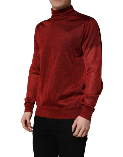 Pull-over à col roulé rouge à manches longues Dolce & Gabbana