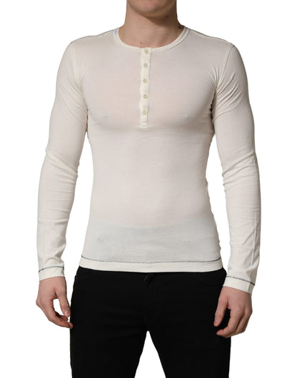 Pull-over Henley à manches longues blanc Dolce & Gabbana