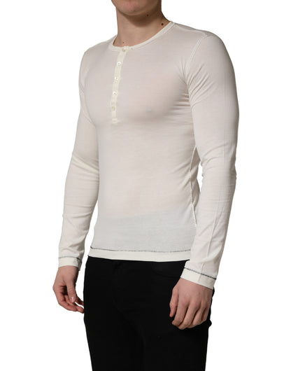 Pull-over Henley à manches longues blanc Dolce & Gabbana