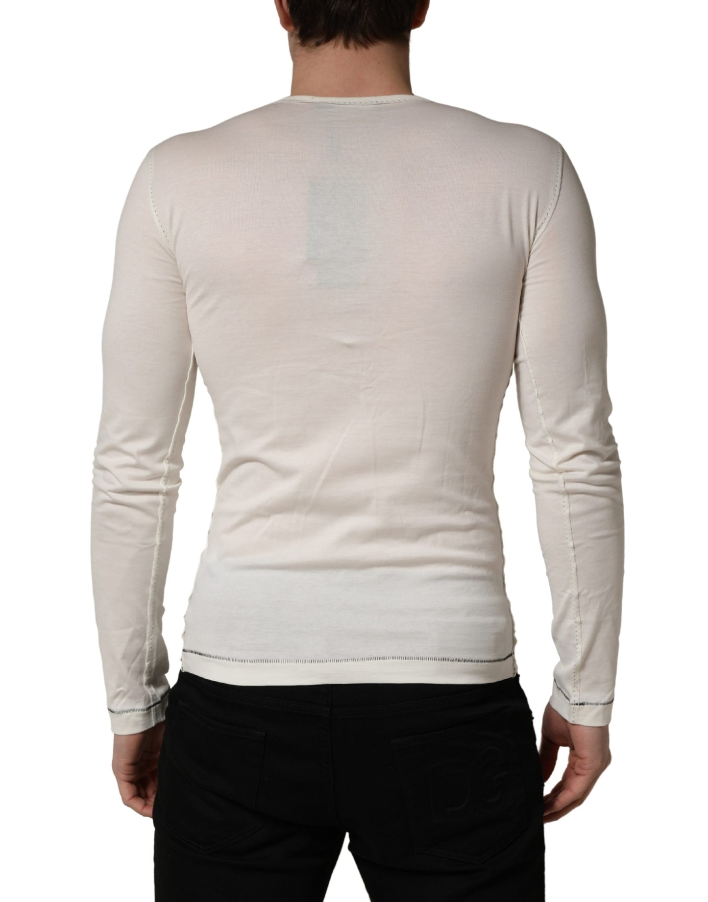 Pull-over Henley à manches longues blanc Dolce & Gabbana