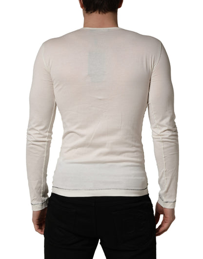 Pull-over Henley à manches longues blanc Dolce & Gabbana