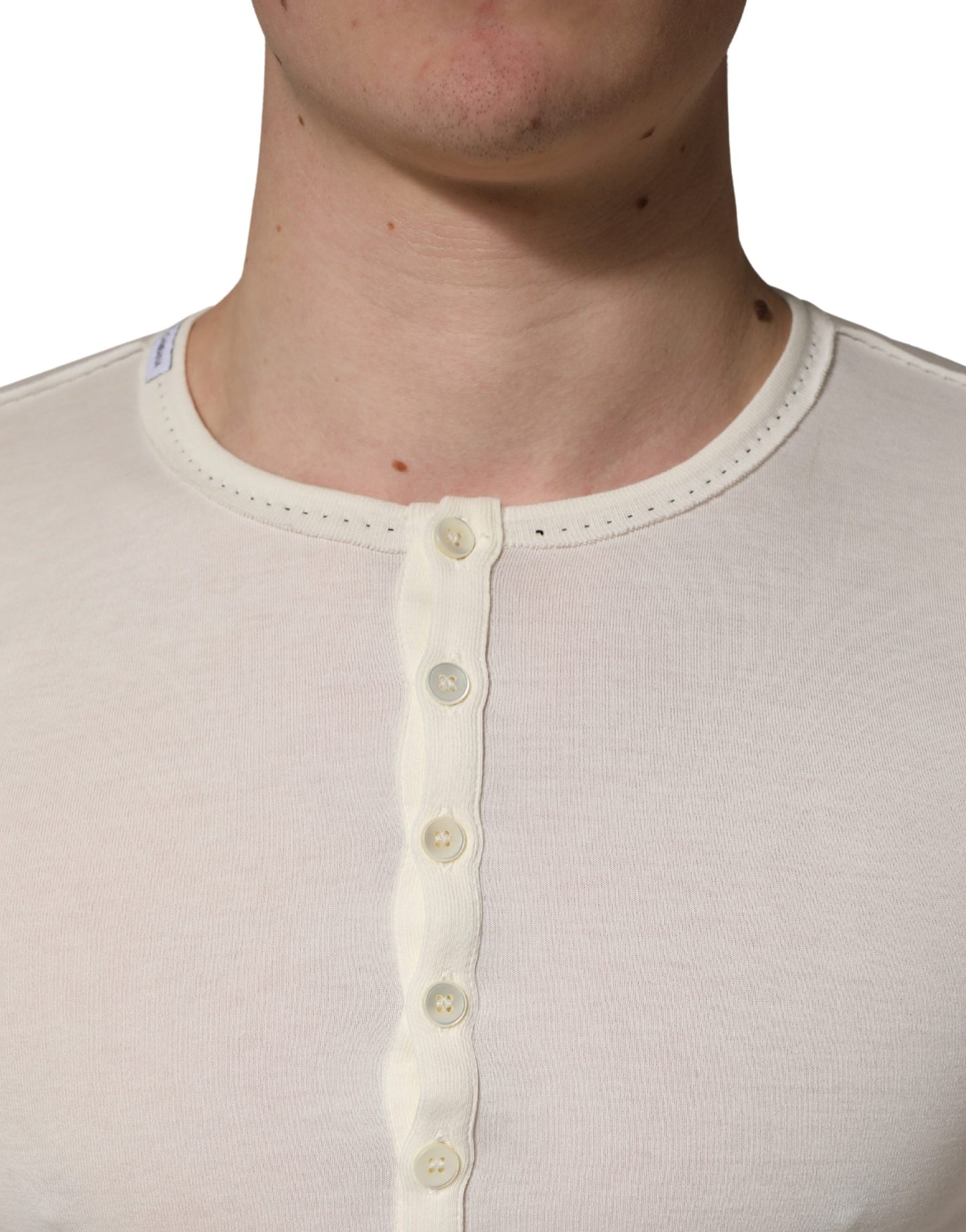 Pull-over Henley à manches longues blanc Dolce & Gabbana