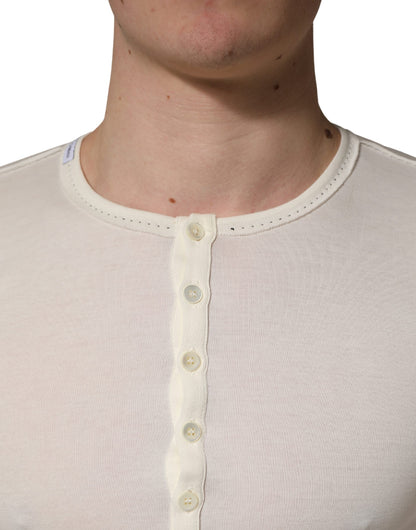 Pull-over Henley à manches longues blanc Dolce & Gabbana