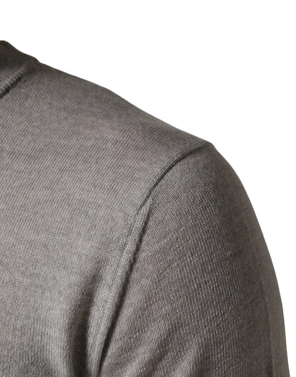 Pull Dolce & Gabbana gris à manches longues et col ras du cou