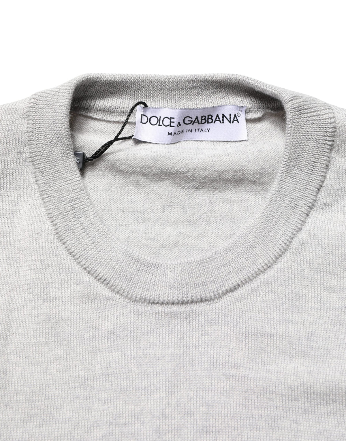 Pull Dolce & Gabbana gris à manches longues et col ras du cou