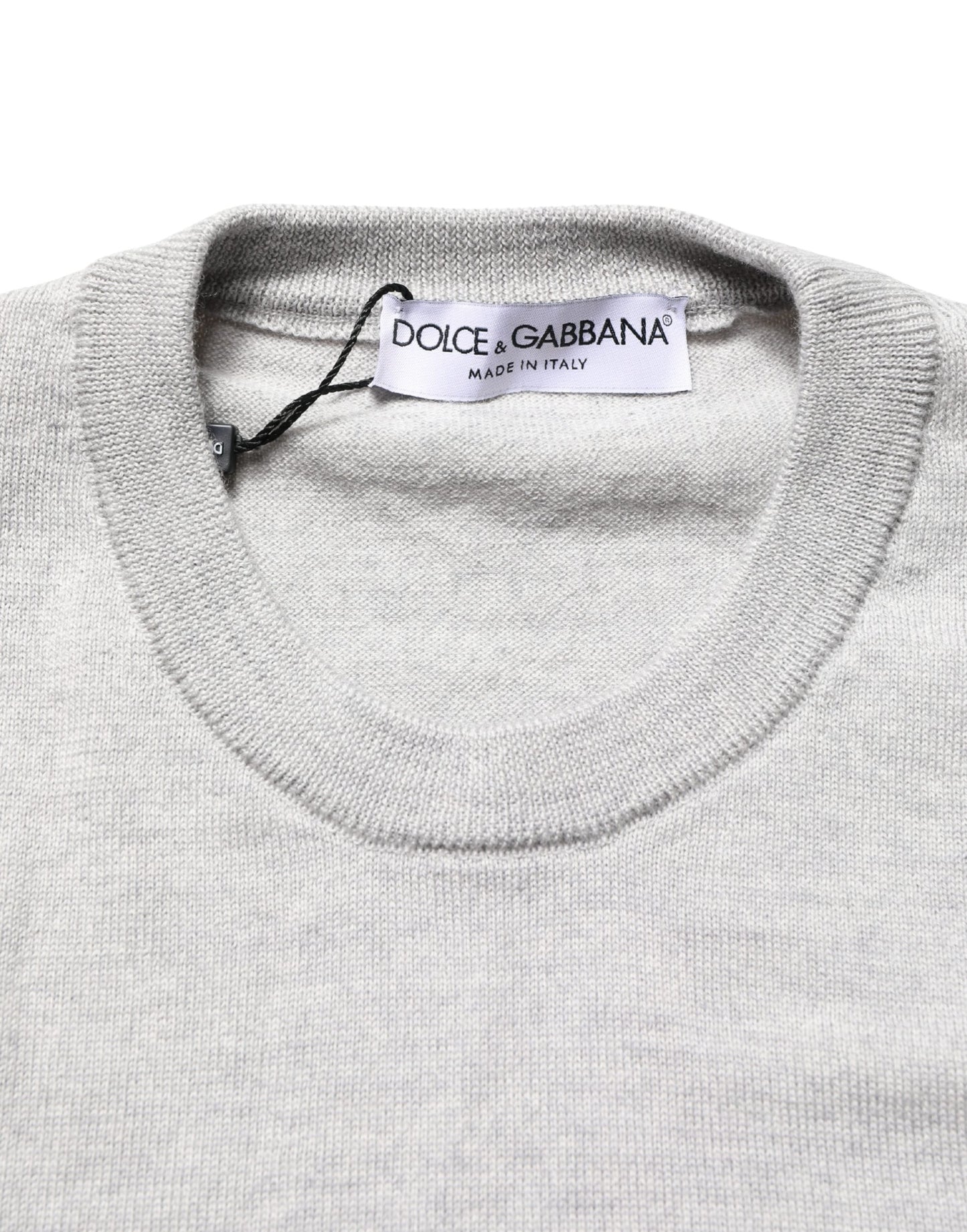 Pull Dolce & Gabbana gris à manches longues et col ras du cou