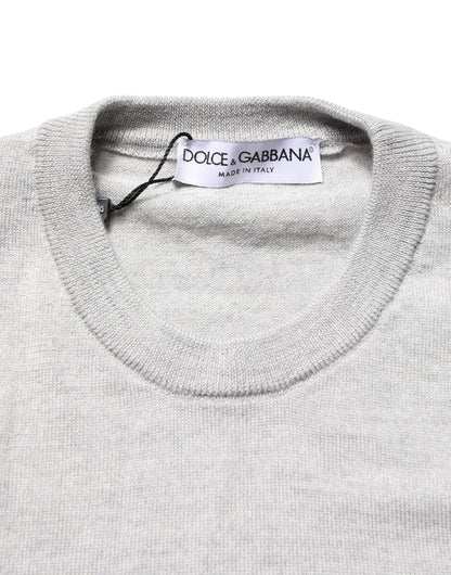 Pull Dolce & Gabbana gris à manches longues et col ras du cou