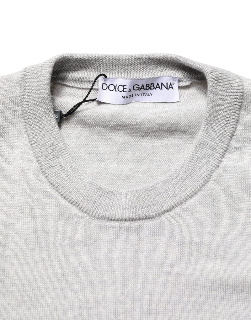 Dolce & Gabbana Grijze Trui met Lange Mouwen en Ronde Hals