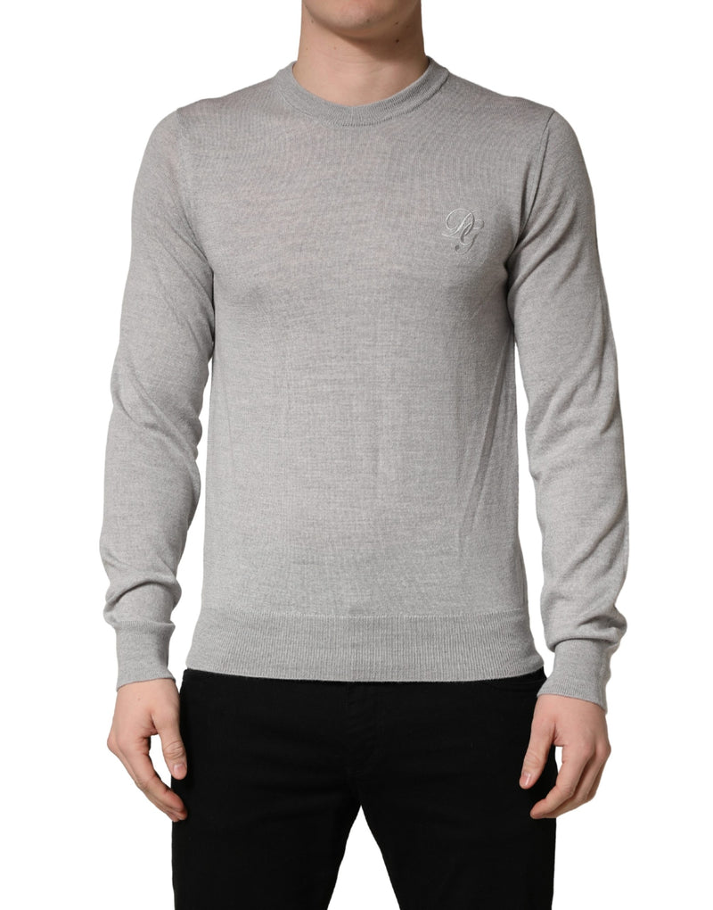 Dolce & Gabbana Grijze Trui met Lange Mouwen en Ronde Hals