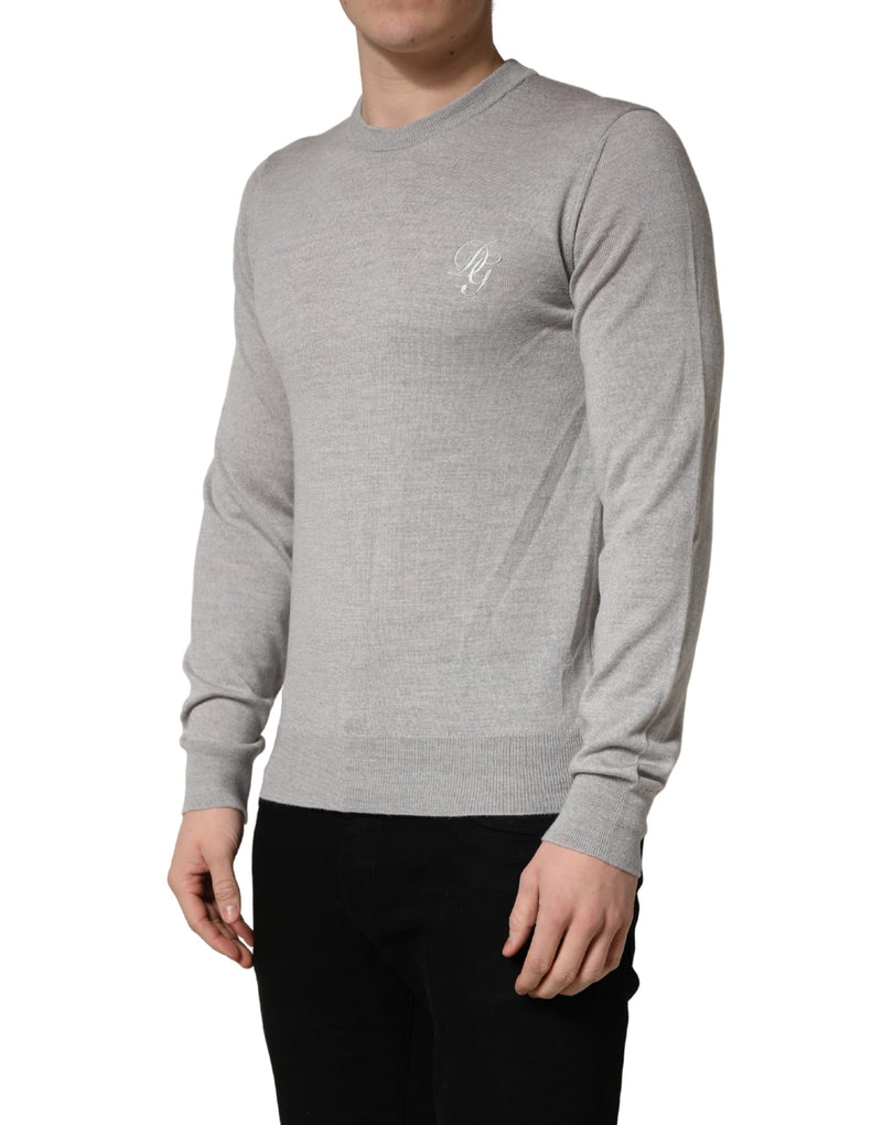 Dolce & Gabbana Grijze Trui met Lange Mouwen en Ronde Hals