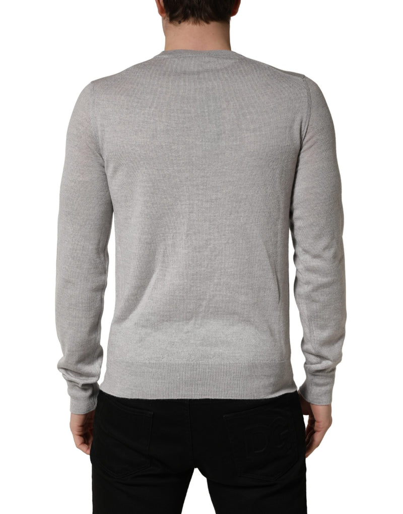 Dolce & Gabbana Grijze Trui met Lange Mouwen en Ronde Hals