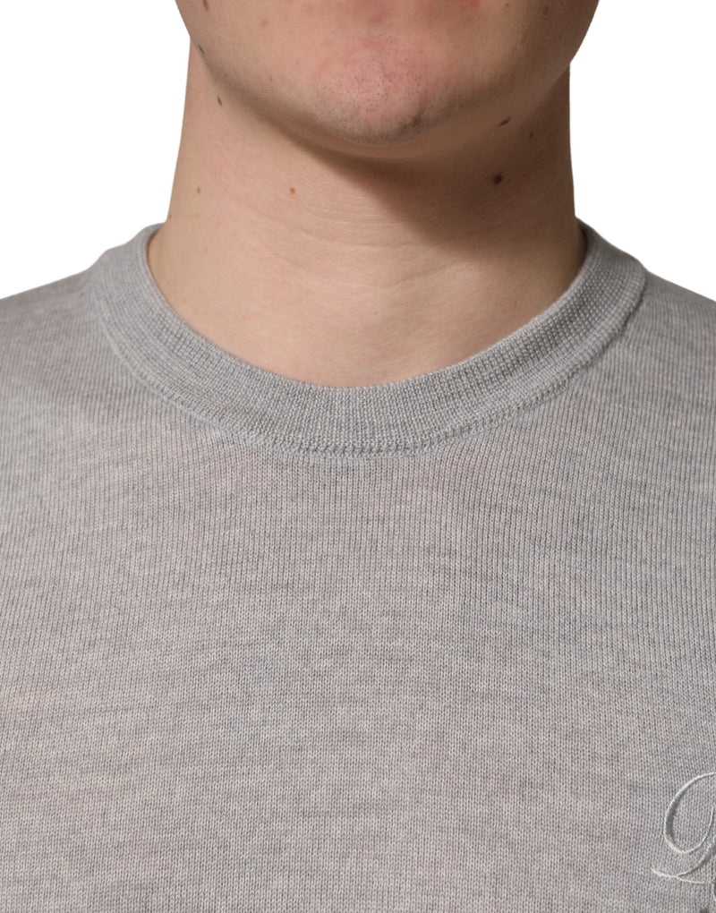 Dolce & Gabbana Grijze Trui met Lange Mouwen en Ronde Hals