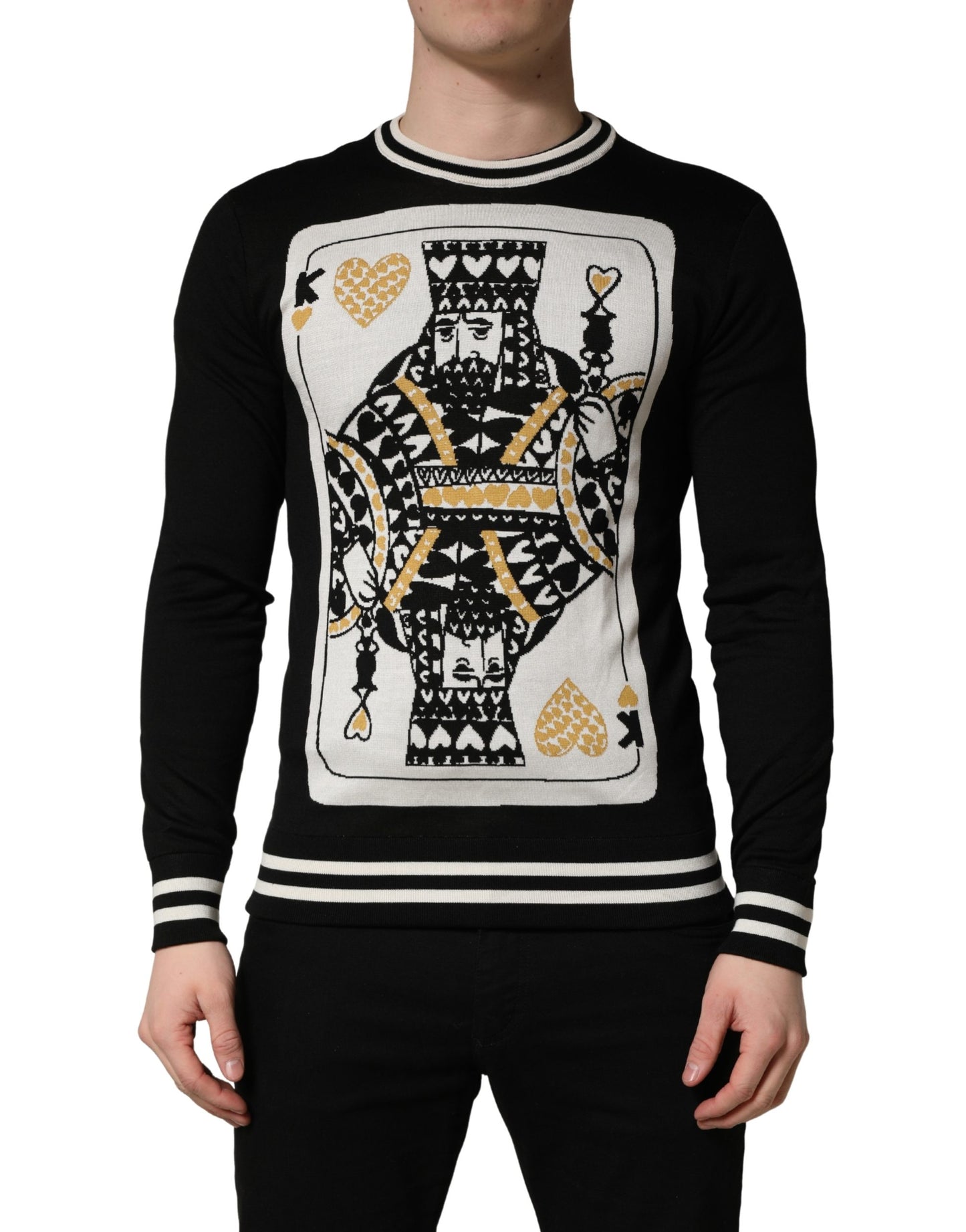 Pull ras du cou Dolce & Gabbana Homme King Of Hearts Noir