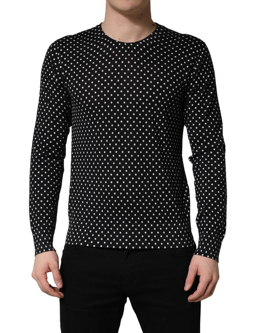 Dolce & Gabbana Zwart Polka Dot Ronde Hals Trui