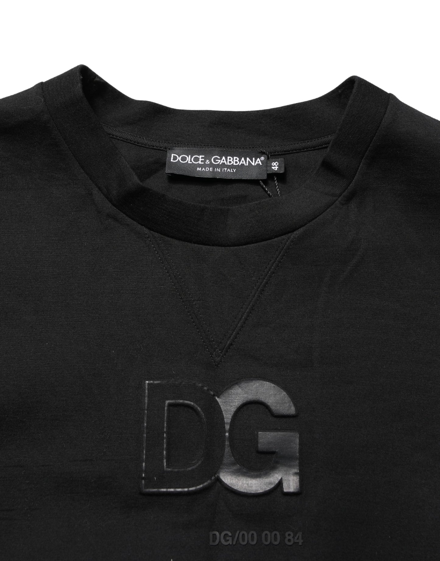 Dolce & Gabbana Pull Homme Col Rond en Coton Noir DG