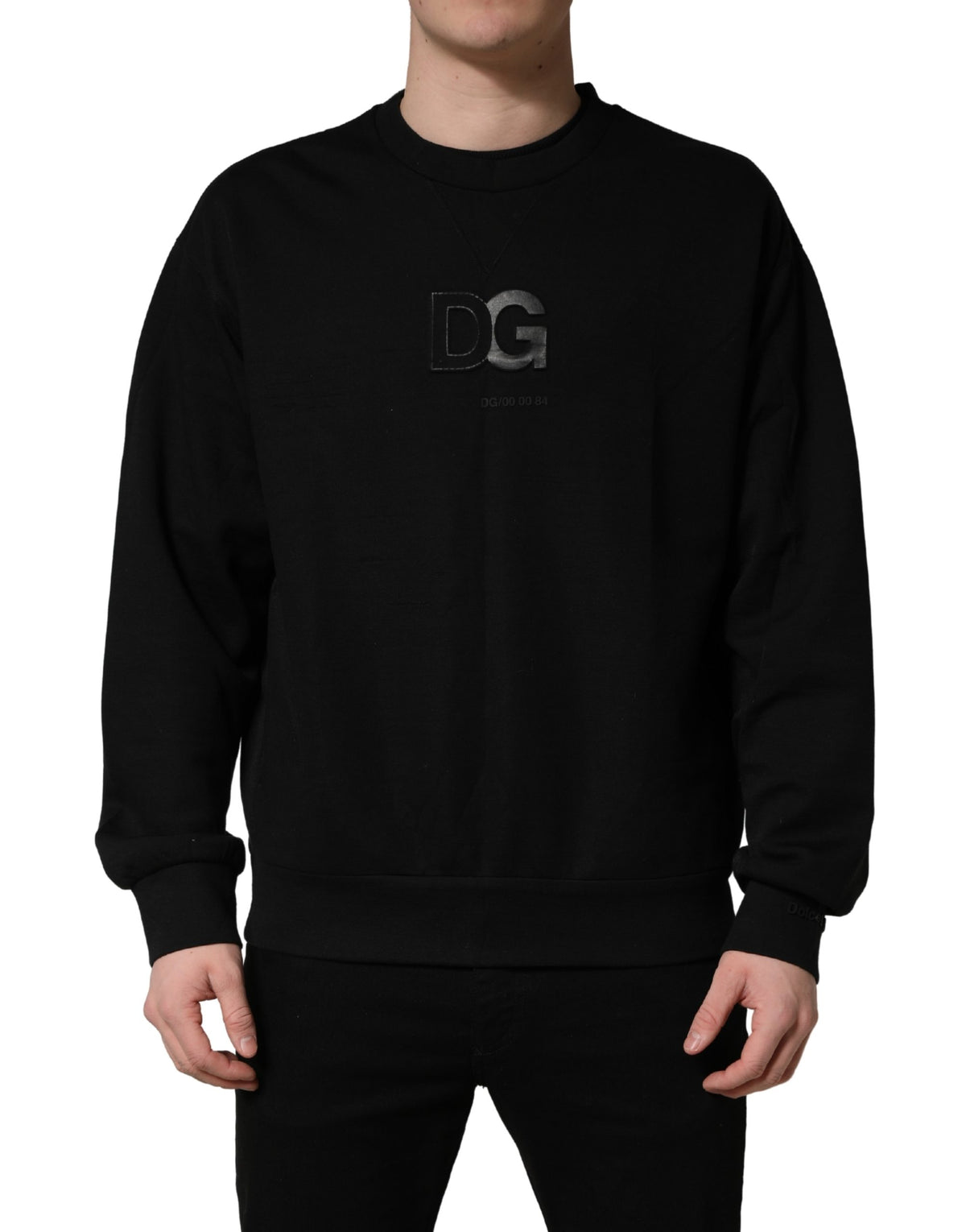 Dolce & Gabbana Pull Homme Col Rond en Coton Noir DG