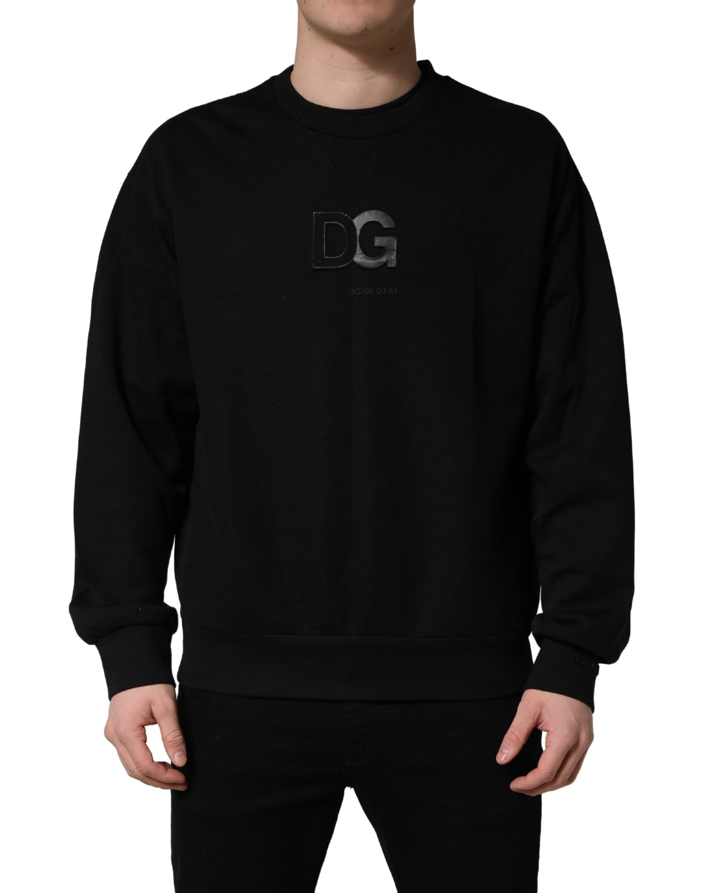 Dolce & Gabbana Pull Homme Col Rond en Coton Noir DG
