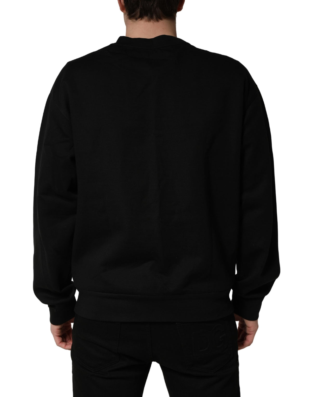 Dolce & Gabbana Pull Homme Col Rond en Coton Noir DG