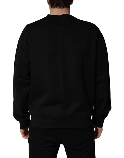 Dolce & Gabbana Pull Homme Col Rond en Coton Noir DG