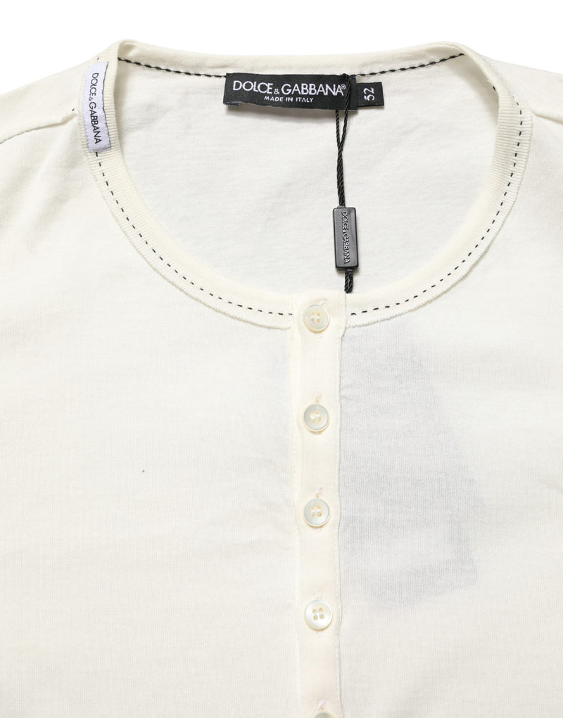 Pull-over Henley à manches longues blanc Dolce & Gabbana