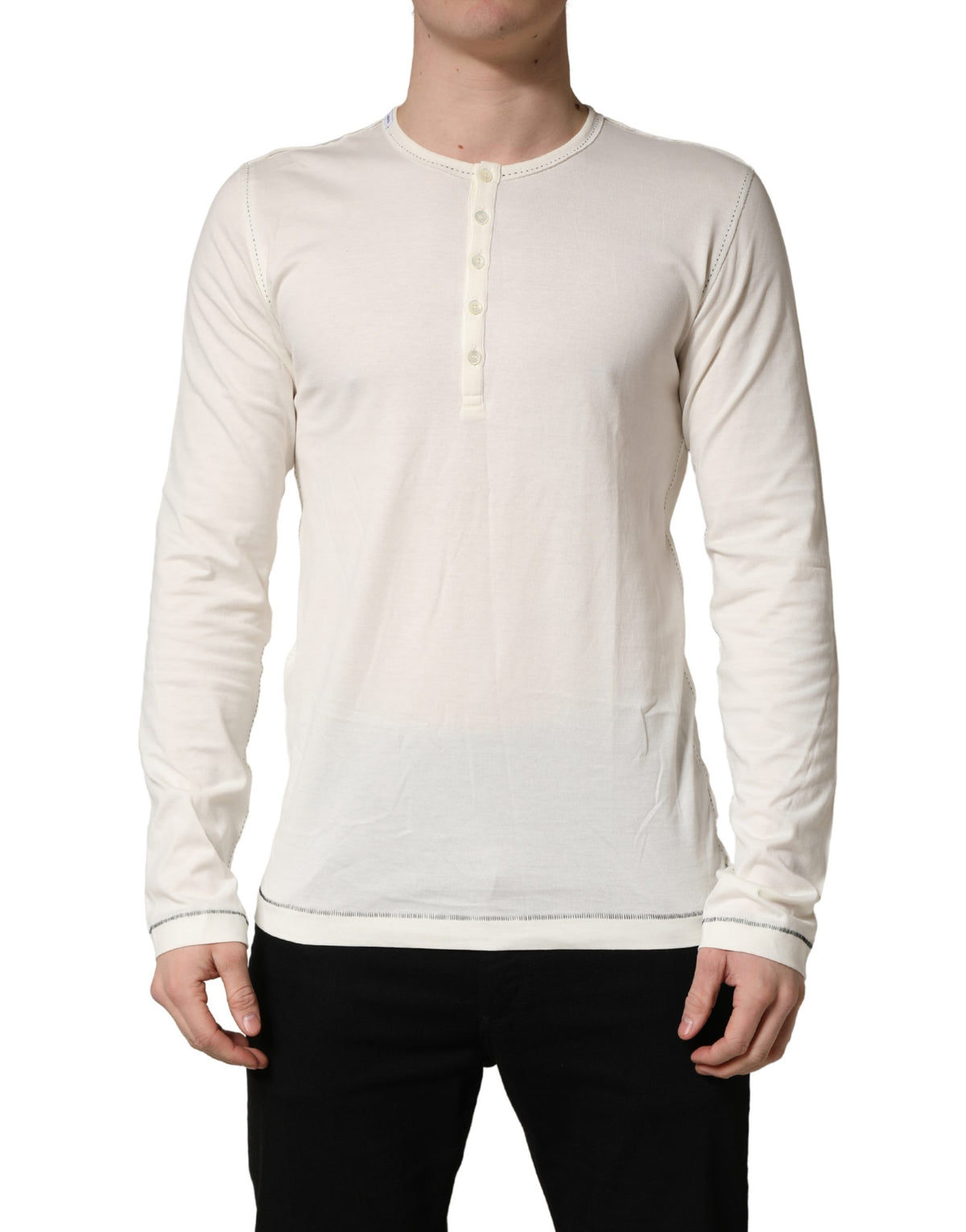 Pull-over Henley à manches longues blanc Dolce & Gabbana