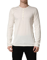 Pull-over Henley à manches longues blanc Dolce & Gabbana