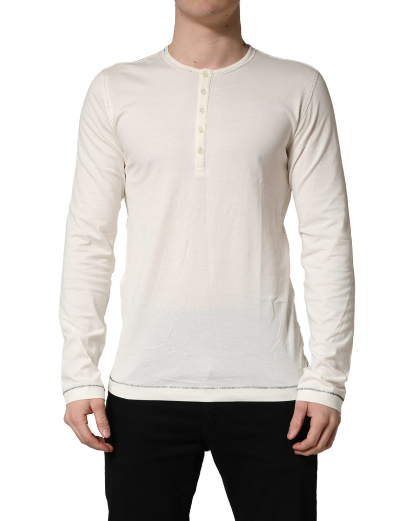 Pull-over Henley à manches longues blanc Dolce & Gabbana